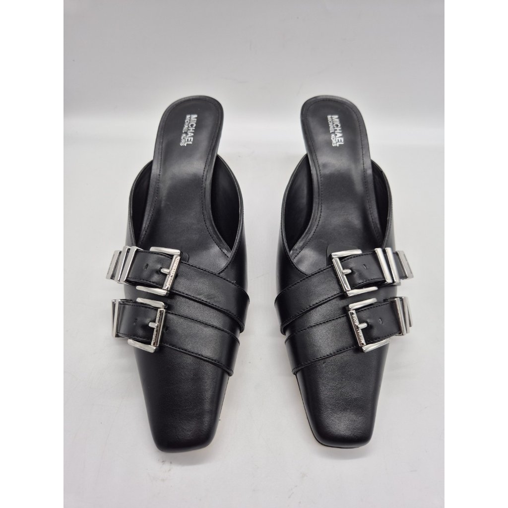 Michael Kors Women's Shoes Size 8 Darrington Kitten Heel Mules Black Leather 203